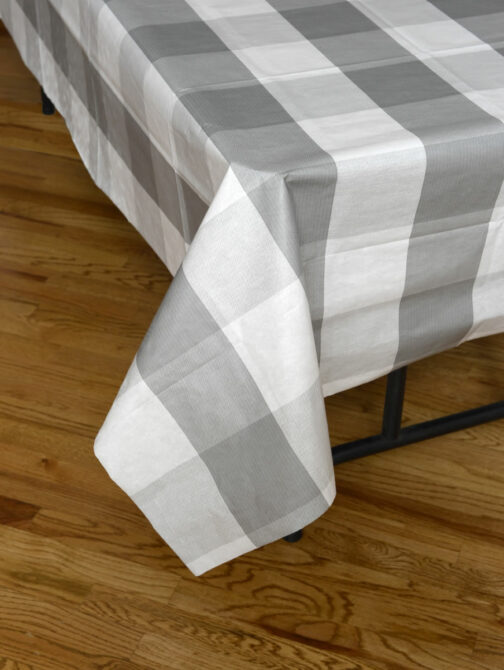 Classic Plaid - Tablecover Big Block Grey and White 54" x 108"