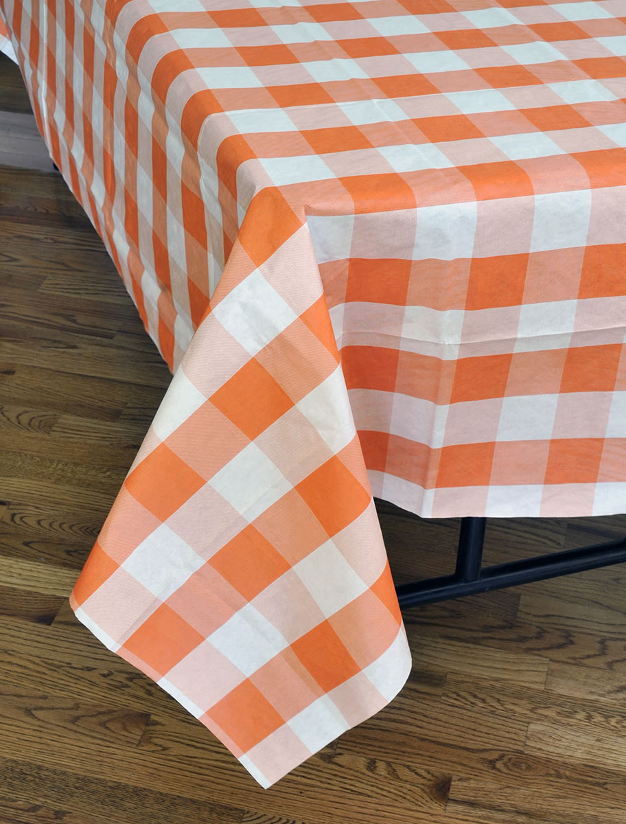 Classic Plaid - Tablecover Orange and White 54" x 108"