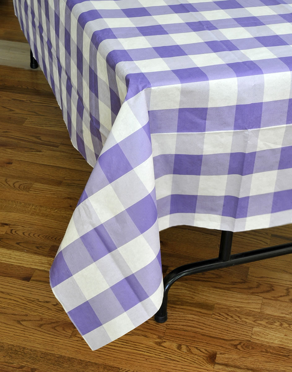 Classic Plaid - Tablecover Purple and White 54" x 108"