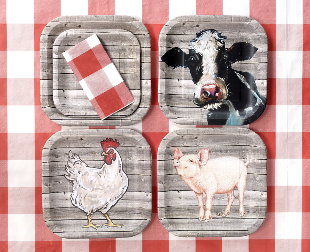 Farm Table - Plates Square 9" Barnwood 8-pack - Image 4