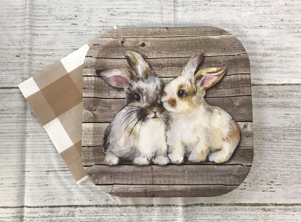 Farm Table - Plates Square 9" Bunny Rabbits 8-pack - Image 3