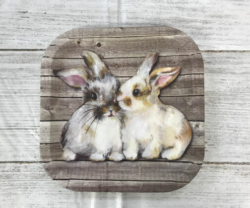 Farm Table - Plates Square 9" Bunny Rabbits 8-pack - Image 2