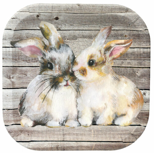 Farm Table - Plates Square 9" Bunny Rabbits 8-pack