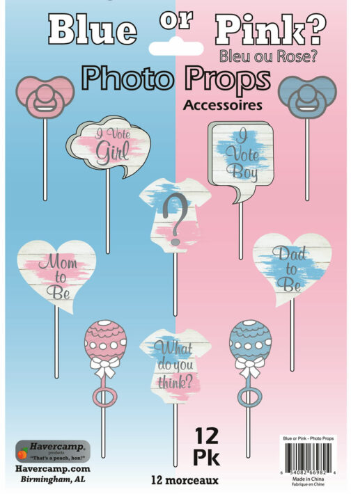 Gender Reveal - Photo Props "Blue or Pink?" 12-pack