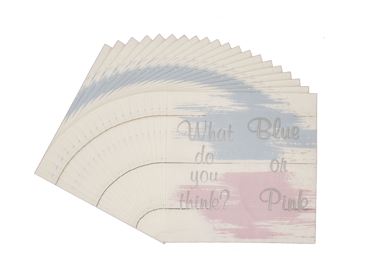 Gender Reveal - Napkins Luncheon "Blue or Pink?" 16-pack