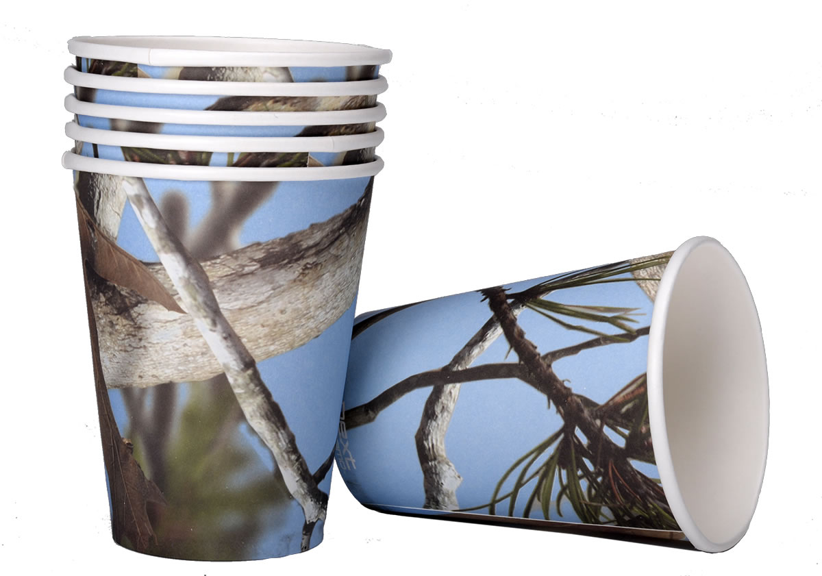 Light Blue Camo - Paper Cups 12 oz. 8-pack