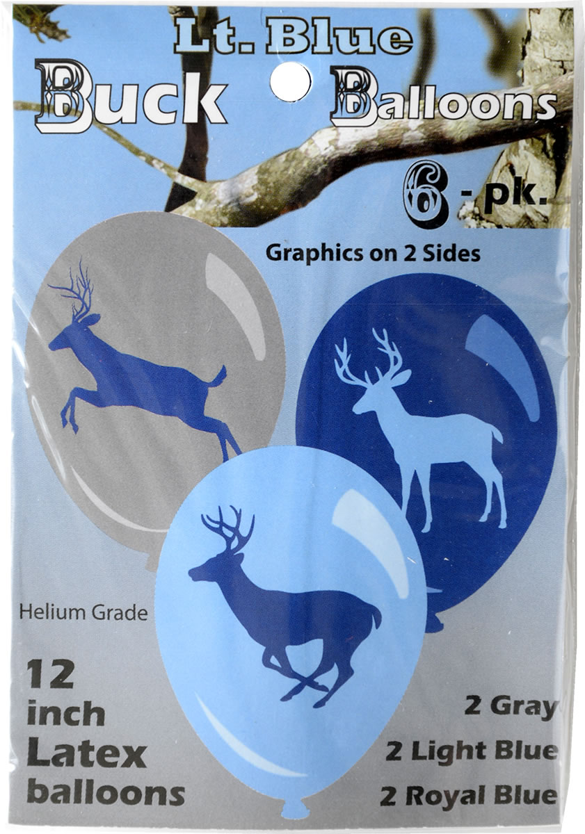 Havercamp Party Products - Light Blue Camo - Latex Balloons - Set of six on Card