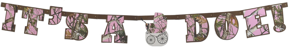 Pink Camo - Banner "It's A Doe!"