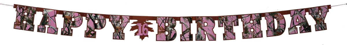 Pink Camo - Banner "Happy Birthday"