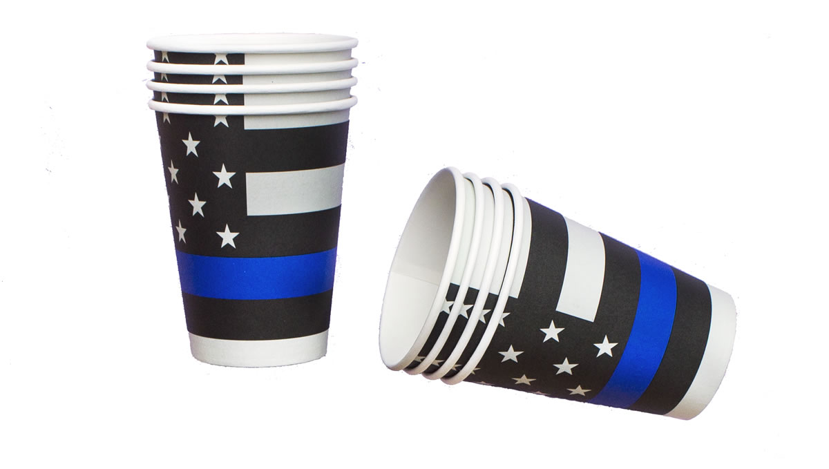 Police - Paper Cups 12 oz. Thin Blue Line 8-pack - Image 4