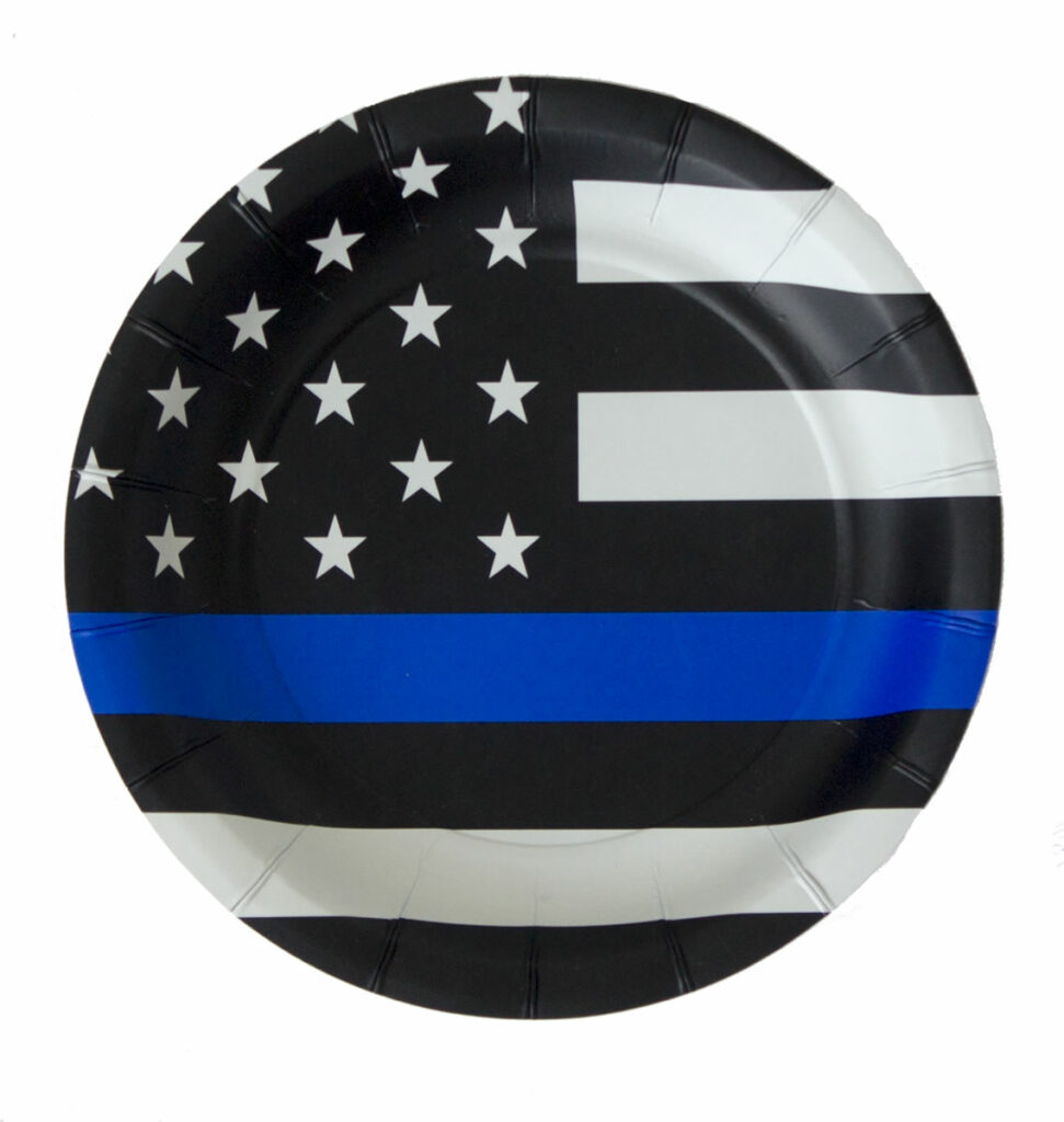 Police Plates Police – Plates Round 7″ Thin Blue Line 8-pack – Havercamp Party Products
