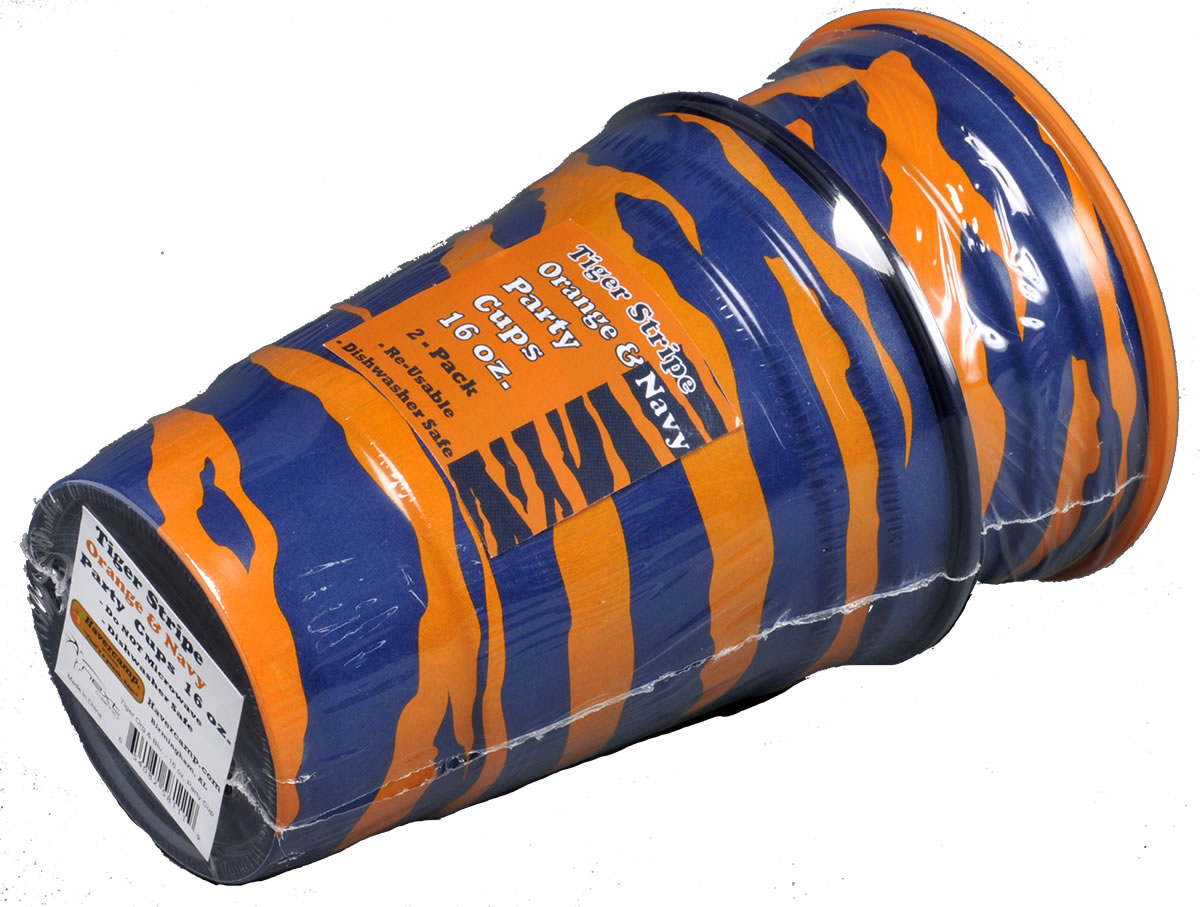 Tiger Stripe - Orange / Blue Melamine Party Cups 16 oz. 2-pack - Image 2
