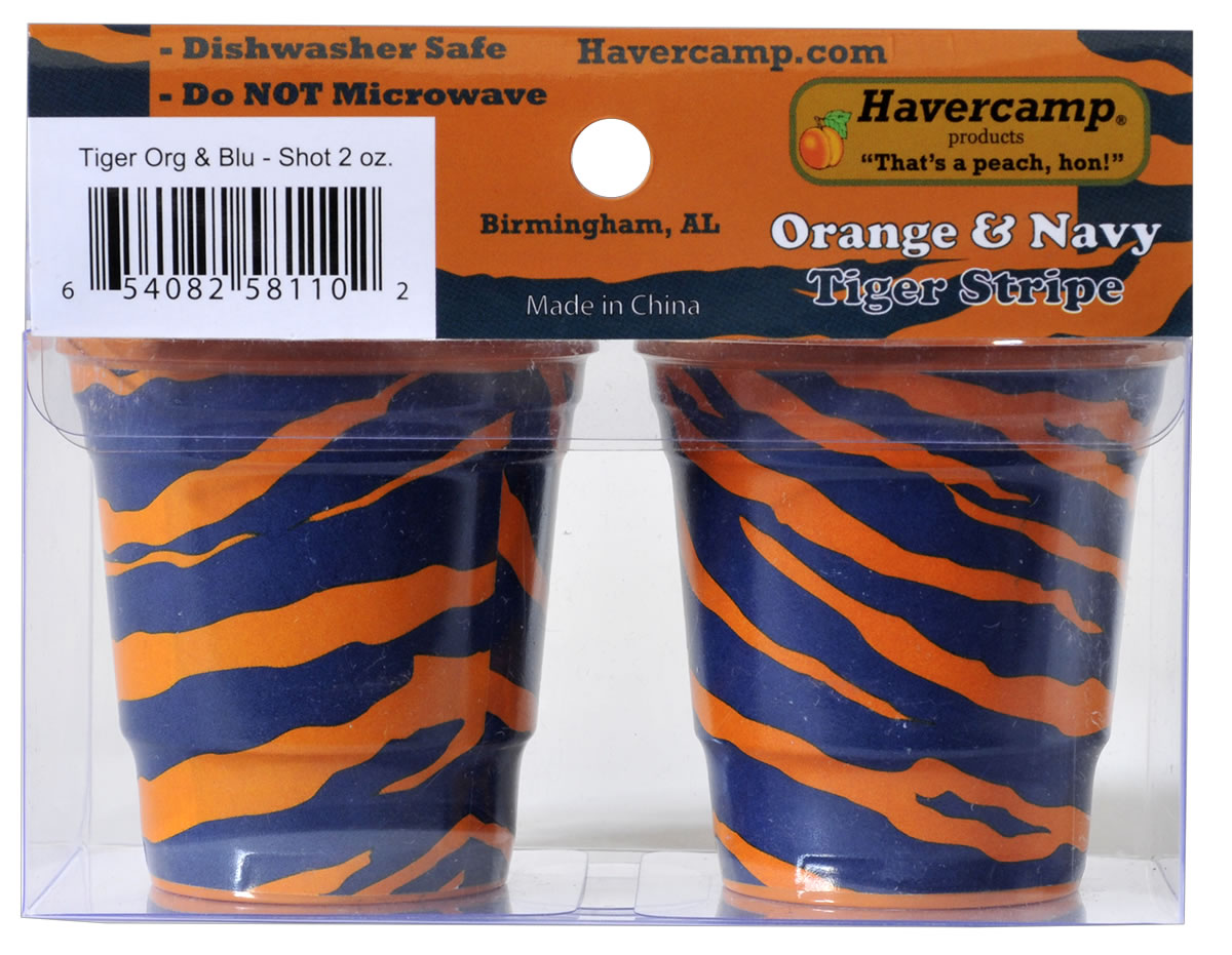Tiger Stripe - Orange / Blue Melamine Shot Cups 2 oz. 2-pack - Image 2
