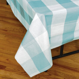 Classic Plaid – Tablecover Big Block Robin’s Egg Blue and White 54″ x 108″