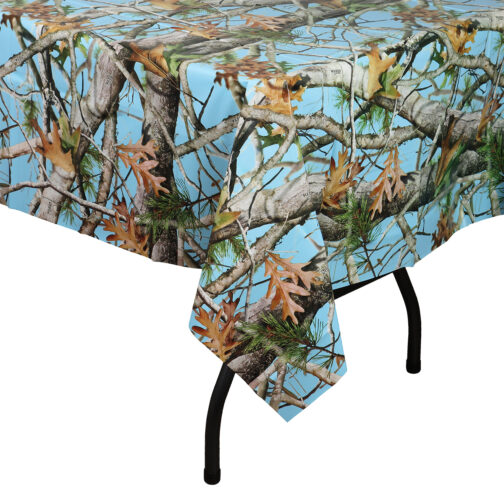 Havercamp Party Products - Light Blue Camo Tablecover - Corner View