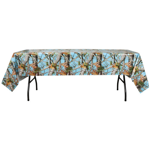 Havercamp Party Products - Light Blue Camo Tablecover - Side View Low
