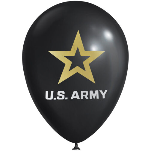 Products - U.S. Army - Balloons Latex Black with Gold Star White Text