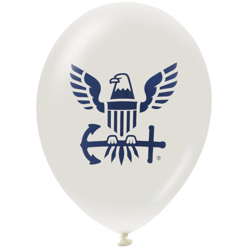 Havercamp Party Products - US Navy - Latex Balloon White with Navy Logo