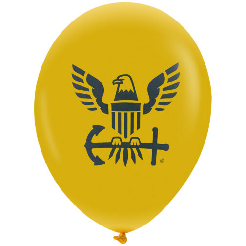 Havercamp Party Products - US Navy - Latex Balloon Gold with Navy Logo
