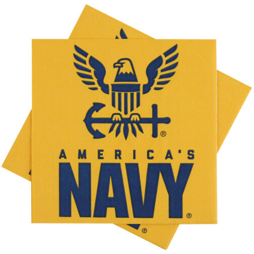 Havercamp Party Products - US Navy - Beverage Napkin Gold with Navy Print