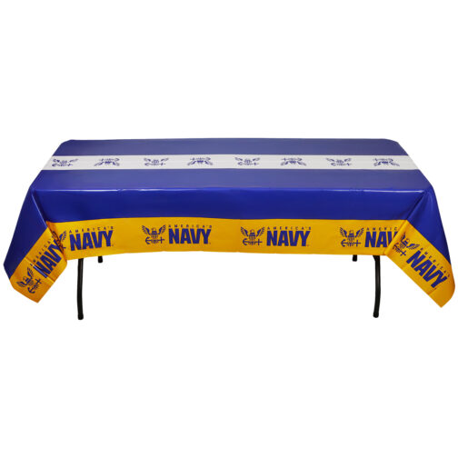 Havercamp Party Products - US Navy - Plastic Tablecover - Side View at an Angle