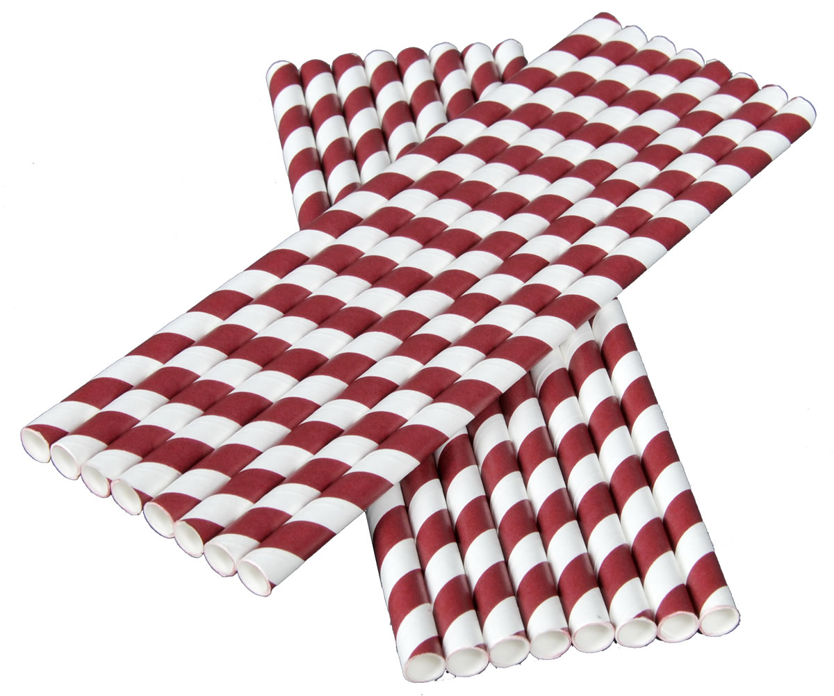 Team Colors - Maroon & White Straws (16 pk)