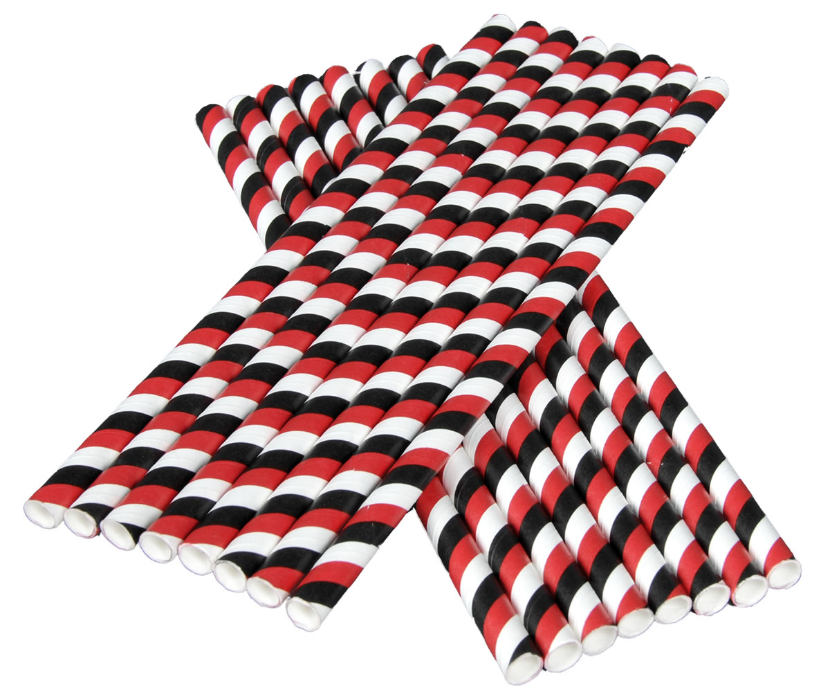 Team Colors - Red, White & Black Straws (16 pk)