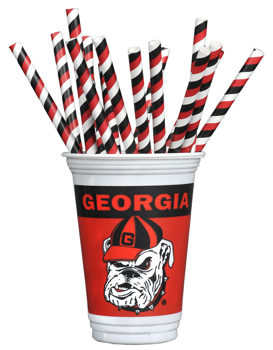 Team Colors - Red, White & Black Straws (16 pk) - Image 2