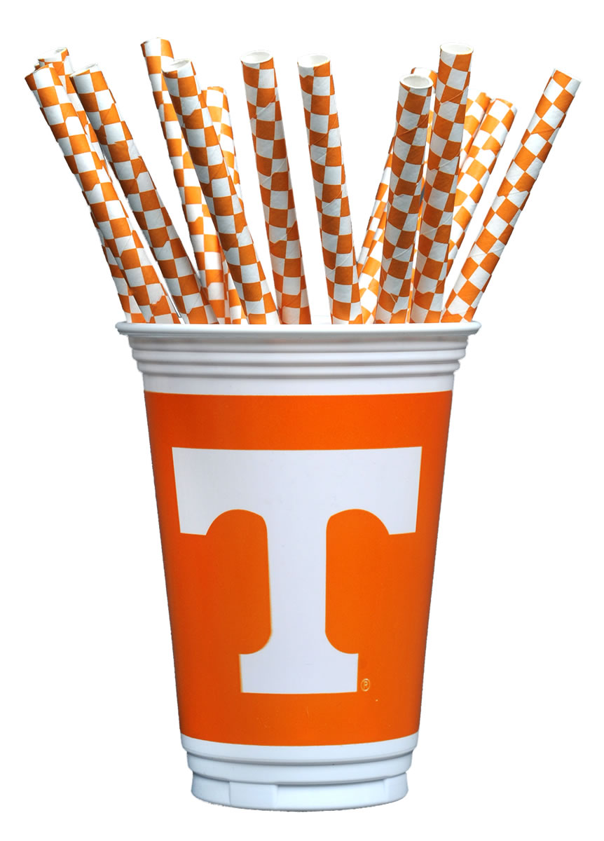 Team Colors - Checkerboard Orange & White Straws - Image 3