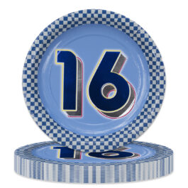 Boy’s 16th Birthday – Plates Round 7″ “16” 8-pack