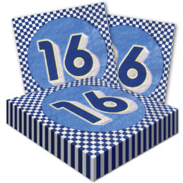 Boy’s 16th Birthday – Napkins Beverage “16” 16-pack