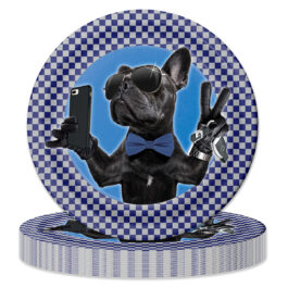 Boy’s 16th Birthday – Plates Round 9″ “Cool Bulldog” 8-pack