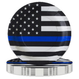 Police – Plates Round 9″ Thin Blue Line 8-pack