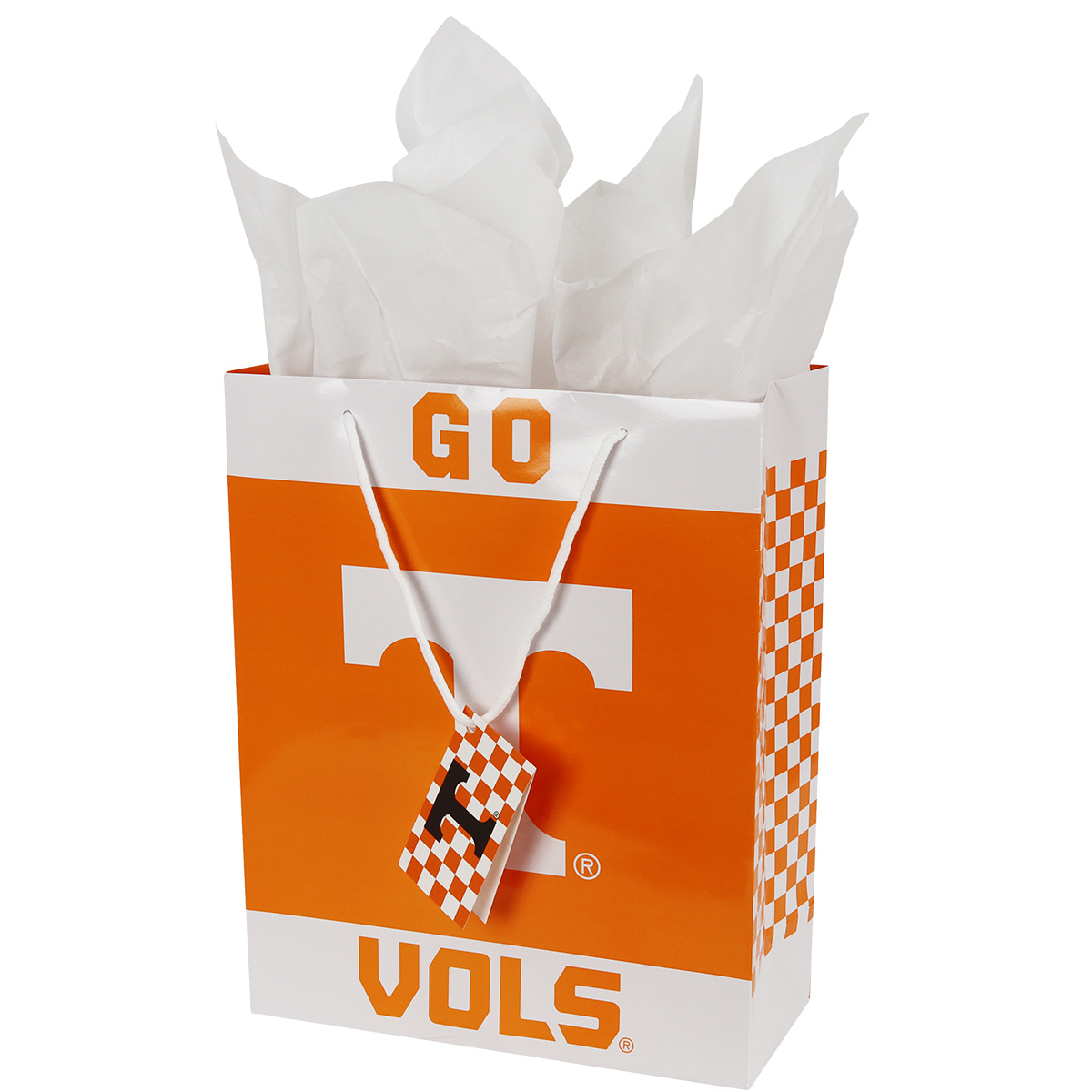 Havercamp Party Gear - Tennessee Vols - Gift Bag with Tissue - Handles Down - Gift Tag Side View